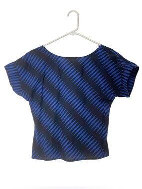 Anokhi Shirt Womens Size Small Blue Black Cotton Lightweight Geometric Top